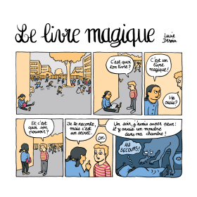 Planche 1 de la BD Le livre magique de Lucie Deroin