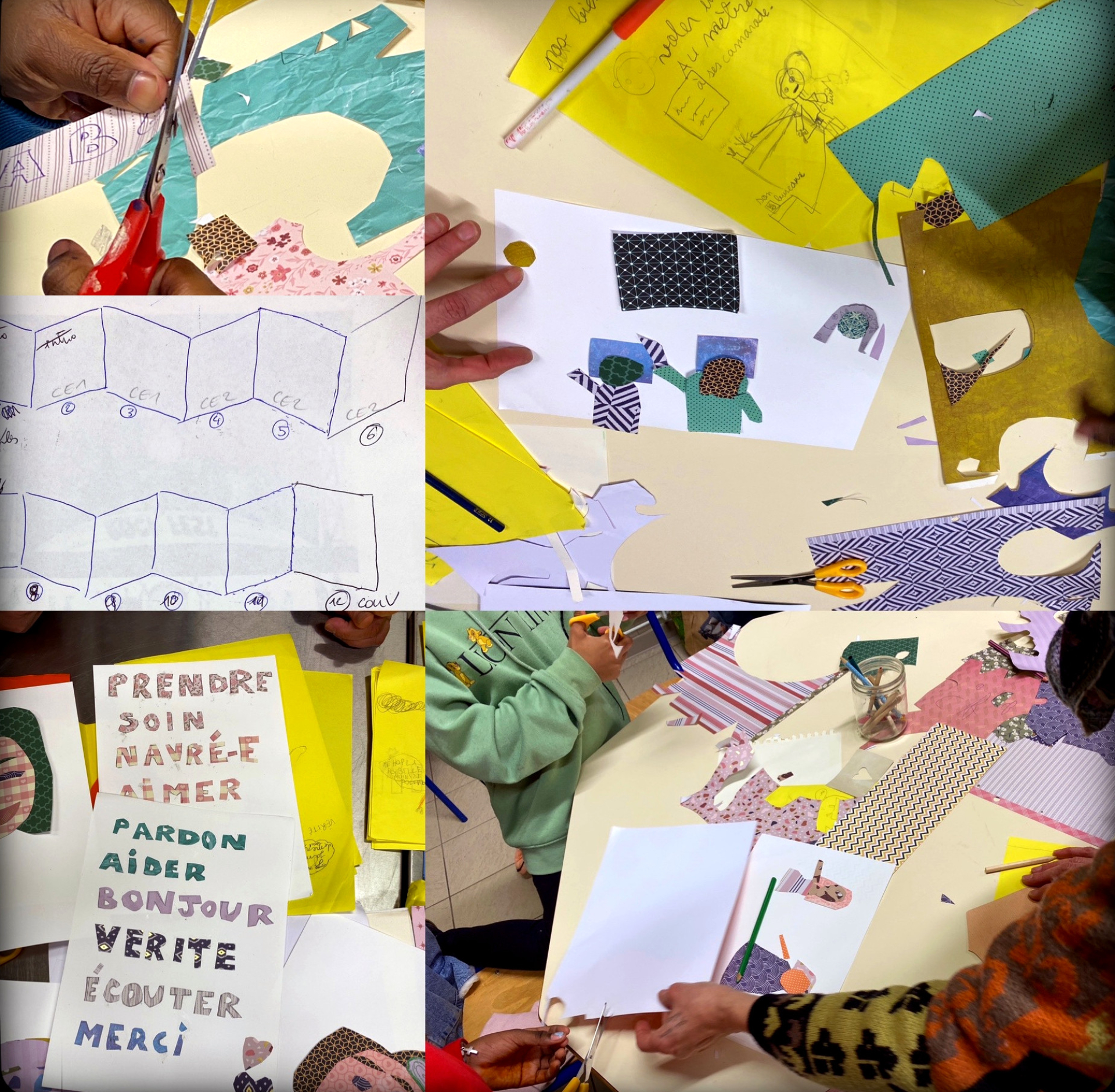 Atelier de leporello sur le thème du respect à l'école